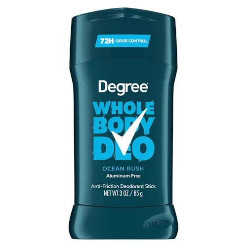 Degree Desodorante en barra de cuerpo entero para hombre, aroma Ocean Rush, se desliza sobre transparente + absorbe el sudor, sin aluminio,