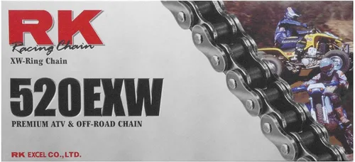 Miniatura 12 de RK Racing Chain 520EXW-66 (Serie 520) Cadena de acero de 66 eslabones de rendimiento extremo para todoterreno y ATV con anillo XW y eslabón