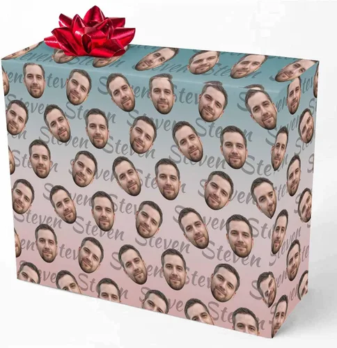 Miniatura 20 de M YESCUSTOM Papel de regalo con fotos personalizadas, papel de regalo para el Día de la Madre, Día del Padre, cumpleaños, Navidad