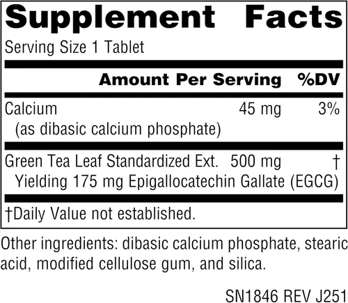 Miniatura 2 de Source Naturals Extracto de té verde - Super antioxidante* 500mg (RENDIMIENTO 175 mg EGCG) - 120 Tabletas