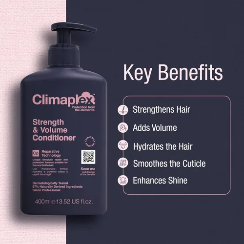 Miniatura 2 de Climaplex Acondicionador de fuerza y volumen, propiedades hidratantes y protectoras, contiene beneficios desenredantes, deja el cabello suave como