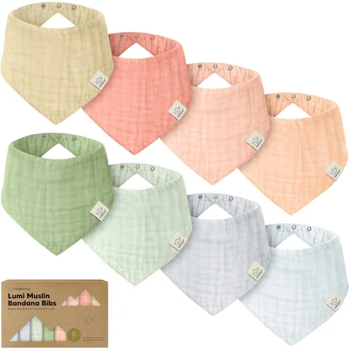 Paquete de 8 baberos de muselina para babear, dentición, baberos de muselina bandana para bebés, niños, niñas, recién nacidos, dentición, bebés de 0