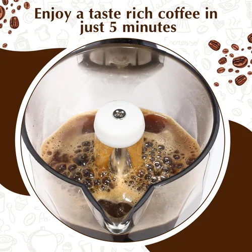 Miniatura 6 de Cafetera Eléctrica de Espresso Transparente Cafetera Eléctrica de Moka Portátil de Aluminio Cafetera Italiana de Moka con Base Desmontable, Regalo