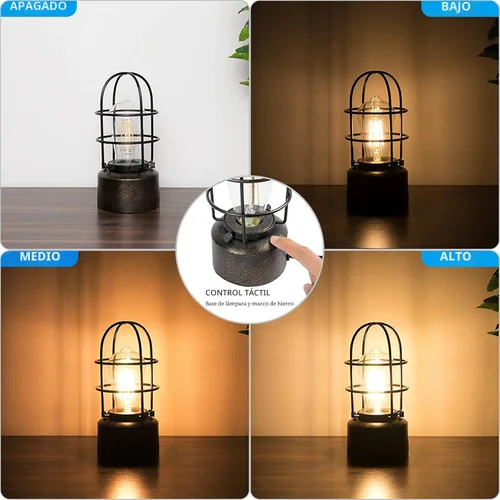 Miniatura 2 de Haian Support Lámpara de noche industrial regulable de 3 vías, mesa de noche antigua Steampunk para dormitorio, sala de estar (bombilla incluida)