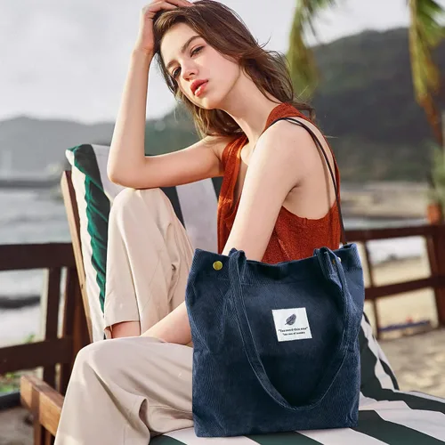 Miniatura 17 de Ayieyill - Bolsa de pana para mujer y niña, con correa de lona para colgar al hombro, bolsa con bolsillo