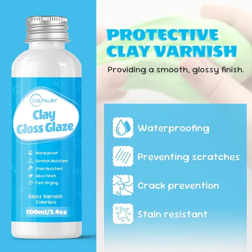 Miniatura 8 de Caly and Glaze Kit de barniz – 10.58 oz de arcilla de espuma moldeable para cosplay (blanco) de alta densidad y 3.4 fl oz de esmalte brillante kit