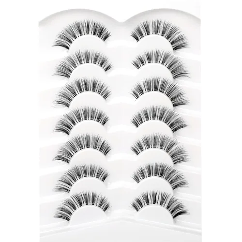 Miniatura 255 de Pooplunch - Pestañas postizas finas de visón sintético, estilo ojo de gato, naturales, cruzadas, tipo racimo, efecto 8D de volumen, tiras