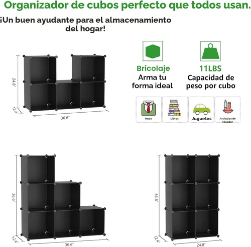 Miniatura 3 de C&Ahome - Organizador de clóset de almacenamiento para que lo montes tú mismo, Plástico, Negro