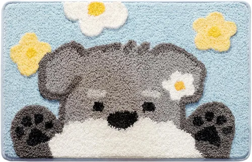 Miniatura 9 de Ankah Dog Series - Alfombra de baño de la colección de animales Shiba y Corgi, felpa suave y peluda, antideslizante, altamente absorbente, lavable a
