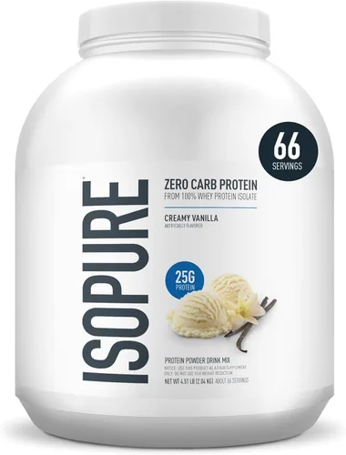 Miniatura 28 de Isopure Zero Carb 100% Proteína Pura de Suero Aislado en Polvo, Sin Lactosa, Sin Gluten, Con Vitaminas, Vainilla Cremosa, 25g de Proteína por