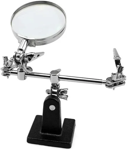 Miniatura 8 de Soporte de lupa de manos de ayuda con clips de cocodrilo dobles ajustables – Lupa FEITA 5X perfecta para soldar, manualidades, pasatiempos, micro