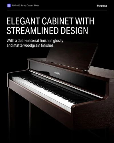 Miniatura 3 de Donner DDP-400 - Piano digital con teclado progresivo ponderado de 88 teclas, teclado de piano vertical premium para profesionales, paquete