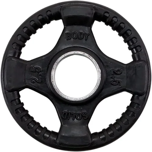 Body-Solid Placa de peso olímpica con revestimiento de goma (1), con agarre antideslizante, perfecta para entrenamiento de fuerza, gimnasio en casa