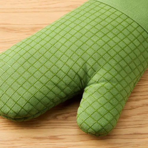Miniatura 3 de KITCHENAID Gourmet Series Gridlines - Juego de 2 guantes de horno resistentes al calor hasta 600 °F, agarre de silicona suave, puño magnético, verde