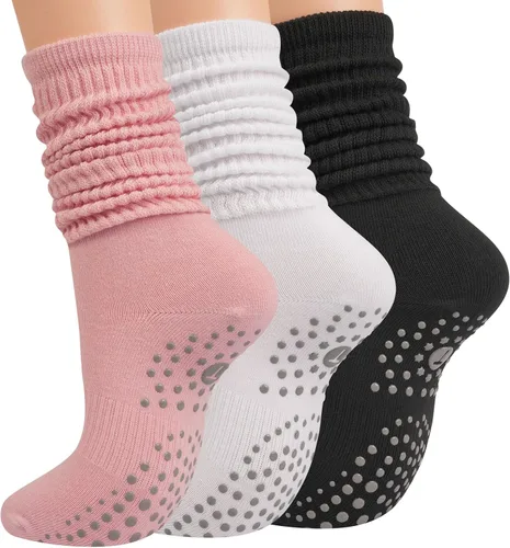 Miniatura 10 de Calcetines de pilates de agarre para mujer, calcetines de yoga con agarre para barre entrenamiento, hospital, calcetines largos