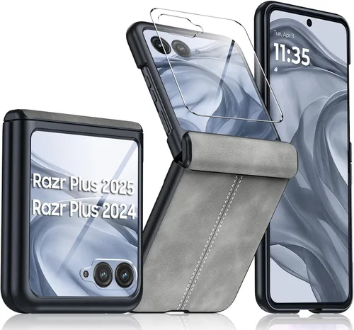 Miniatura 35 de para Samsung Galaxy Z Flip 7 Funda con protección de bisagras y protector de pantalla incorporado, funda de cuero mate de policarbonato ultradelgada