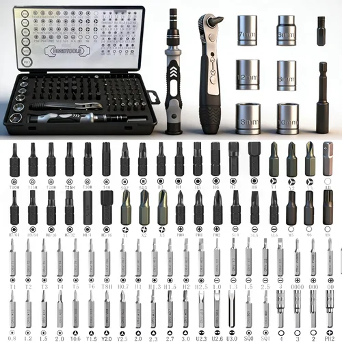 Miniatura 8 de Juego de destornilladores de ángulo recto 34 en 1 1/4 Mini llave de trinquete S2 Magnética 1/4 Bits Destornillador de desplazamiento de 90 grados