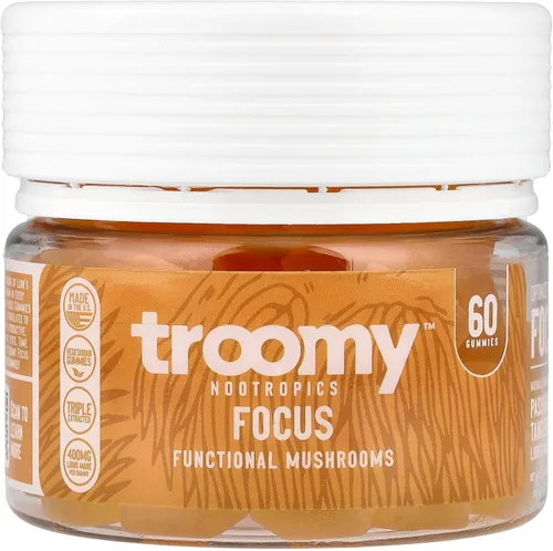 Tspacious - Gomitas de melena de león enfocadas, 60 unidades, sabor natural a mandarina y maracuyá, sin gelatina, sin gluten, vegetarianas