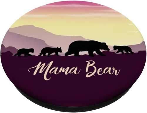 Miniatura 2 de Mama Bear Pop Socket 3 Cubs Morado Sunset Madre Día Regalo – PopSockets Grip y soporte para teléfonos y tabletas