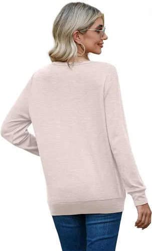 Miniatura 4 de JINKESI Blusa casual de manga larga para mujer, cuello redondo