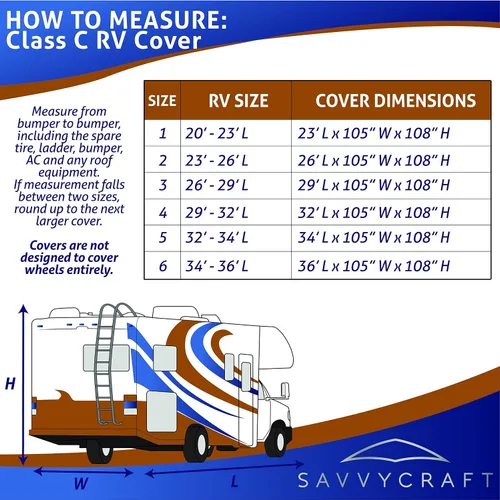 Miniatura 7 de SavvyCraft Funda mejorada para autocaravana de clase C, transpirable, impermeable, resistente al desgarro, para autocaravana clase C de 20 pies - 23