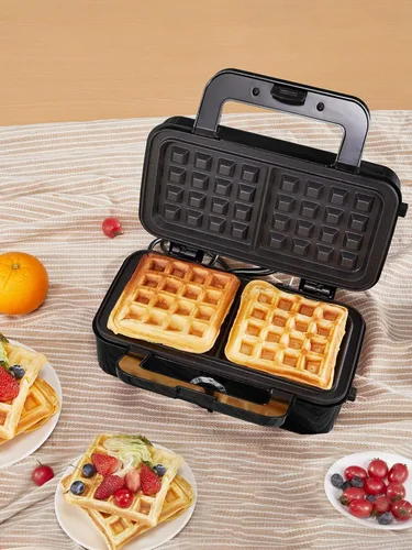 Miniatura 9 de HOUSNAT Sandwicherera, waflera 3 en 1 con placas extraíbles, prensa Panini de 1200 W con placas antiadherentes intercambiables, luces indicadoras