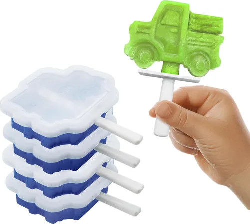Miniatura 11 de Tovolo Molde para paletas de sandía, paquete de 4 moldes apilables de silicona para paletas con protectores de goteo para niños, molde de sandía