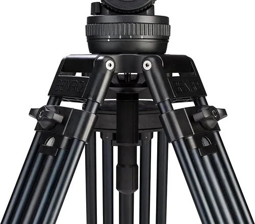 Miniatura 2 de Benro BV10 Kit de trípode de aluminio de doble pierna con cabezal fluido de video profesional - nivelación de cuenco de 3.937 in, placa de cámara
