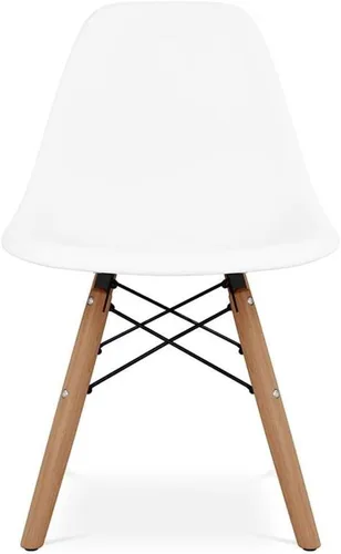 Miniatura 3 de Sillas de plástico y madera de 21.75 pulgadas para sala de juegos para niños en blanco (juego de 2)