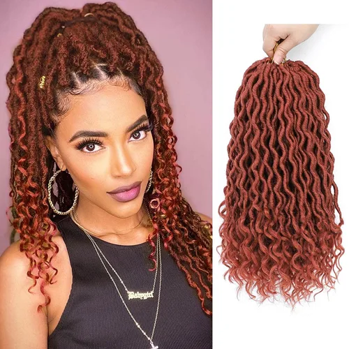Miniatura 14 de Cabello de Ganchillo Goddess Locs - 8 Paquetes de 12 Pulgadas de Cabello Rizado Faux Locs de Ganchillo para Mujeres Negras, Cabello Rizado 1B-30#
