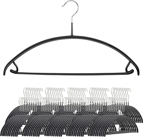 Mawa by Reston Lloyd - Percha de metal antideslizante, soporte de hombro suave con ganchos para falda/barra de pantalones, modelo 42-U, paquete de