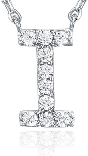 Miniatura 20 de PAVOI 14K White Gold Plated Cubic Zirconia Initial Necklace Letter Dainty Necklaces for Women