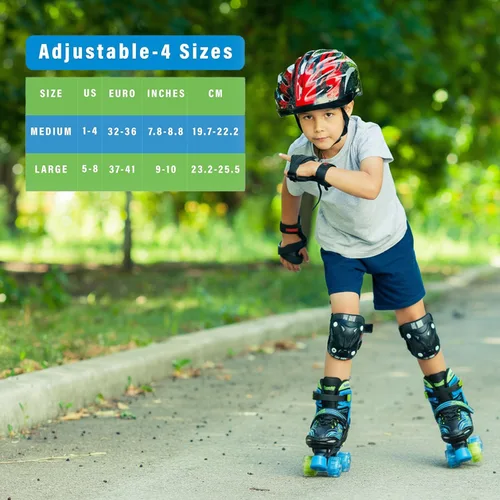 Miniatura 8 de XinoSports - Patines ajustables para niños y niñas con ruedas iluminadas (de 5 a 20 años) - Patines con ruedas iluminadoras Negro