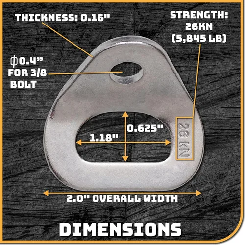 Miniatura 3 de Perno de pared de escalada de 26kN para perno de pared, anclaje/amarre para tornillo/perno de 3/8 pulgadas, ideal para escalada en roca y gimnasios