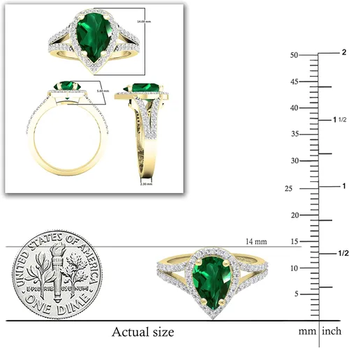 Miniatura 44 de Dazzlingrock Collection Anillo de compromiso con forma de lágrima y diamante blanco natural redondo de 0.45 quilates con halo de diamantes blancos