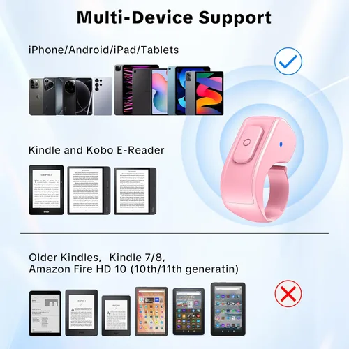 Miniatura 7 de Anillo de volteo de página remoto para Kindle Paperwhite Oasis Scribe Kobo, diseñado para estuches gruesos, clicker de volteo de página, control