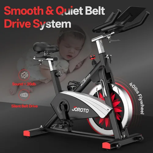 Miniatura 3 de JOROTO Exercise Bike, Magnetic Stationary Bikes for Home with 40LBS Flywheel, App Supported Indoor Bike with 350LBS Weight Capacity, Low