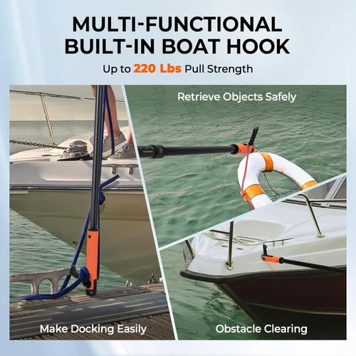 Miniatura 2 de KastKing Brutus Red de recogida plegable con gancho para barco, plegable, extensible, ligera y fuerte, gancho para barco multifuncional incorporado