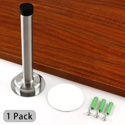 Miniatura 3 de 1 tope de puerta de 6 pulgadas, tapón de puerta largo autoadhesivo de acero inoxidable, amortiguador de sonido, tope de puerta de tornillo