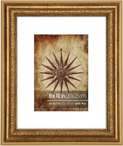 Miniatura 9 de 2 Pack de Marcos de Fotos 5x7 Desgastados en Verde con Acentos Plateados, Estilo Clásico y Ornamentado, Con Alfombrilla para Fotos de 3.5x5.5