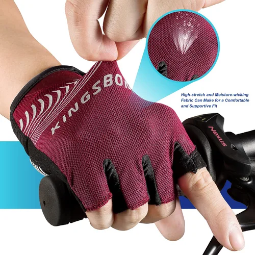 Miniatura 5 de KINGSBOM Guantes de ciclismo transpirables, guantes de bicicleta que absorben los golpes con almohadilla de gel de silicona ligera, guantes