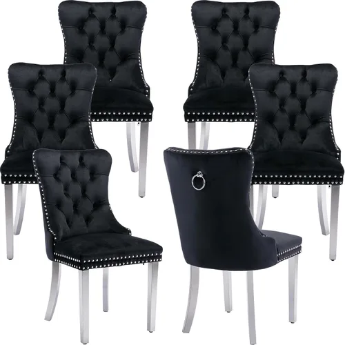 Miniatura 32 de Juego de 2 sillas de comedor modernas de mediados de siglo, sillas de cocina tapizadas de terciopelo beige, sillas de cocina y comedor, patas