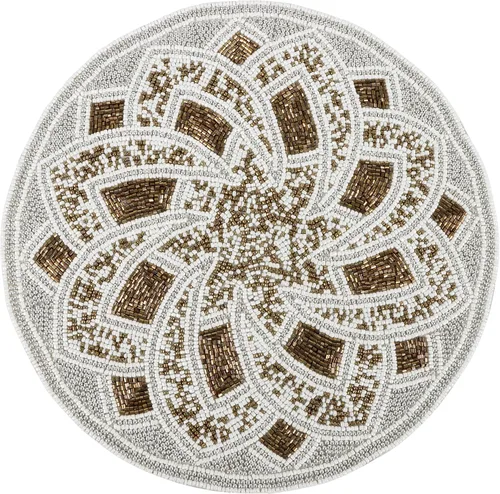 Miniatura 24 de Manteles individuales de 13 pulgadas con cuentas redondas para mesa de comedor - Manteles decorativos con cuentas de vidrio y respaldo de algodón