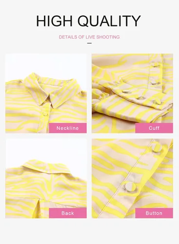 Miniatura 5 de EVALESS Blusas con botones para mujer, blusas de manga larga con estampado de moda 2023