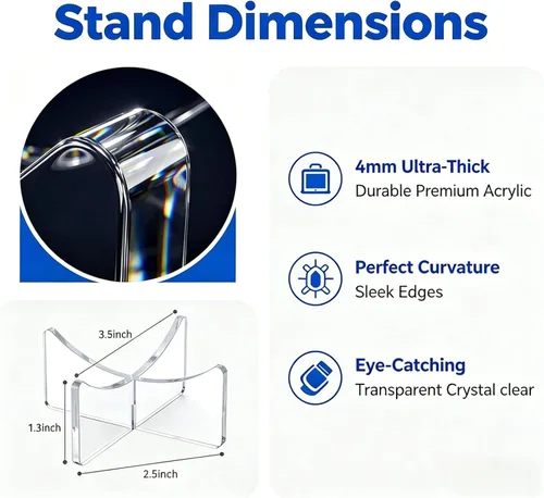 Miniatura 2 de 4/8 Pack Acrylic Basketball Stand, Display Stand for Signed Baseball, Basketball, Football, Soccer, Volleyball & Softball, Clear Storage Holder