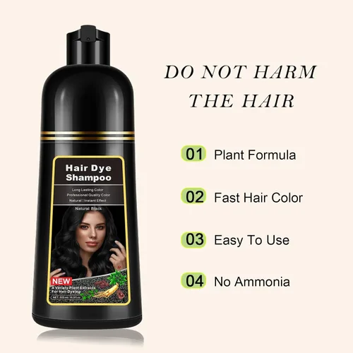 Miniatura 5 de lymznus Champú instantáneo de tinte negro 3 en 1 para hombres y mujeres, champú de color de cabello a base de hierbas para cobertura de canas