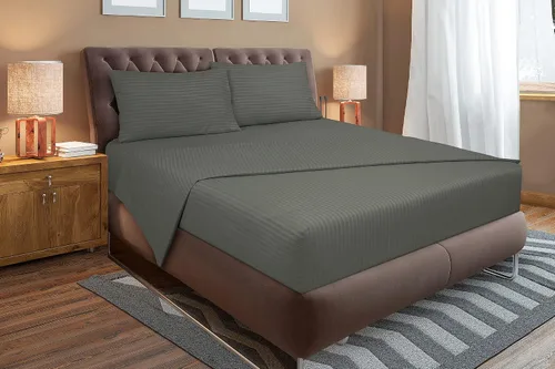 Miniatura 6 de ROYALE LINENS Juego de sábanas de 3 piezas individual XL, microfibra suave cepillada de 1800, 1 sábana bajera, 1 sábana encimera, 1 funda de Stripe