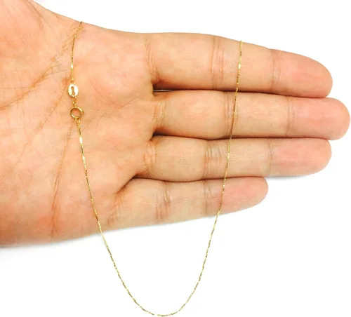 Miniatura 7 de Jewelry Affairs 14k Yellow Solid Gold Mirror Box Chain Necklace, 0.6mm