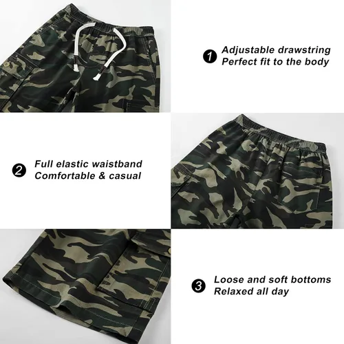 Miniatura 3 de VtuAOL Pantalones cortos cargo para mujer, cintura elástica, cómodos, de algodón, holgados