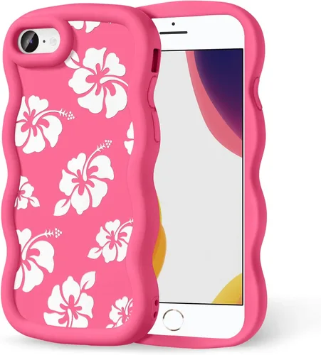Miniatura 259 de Compatible con iPhone SE/8/7 Funda para Mujeres y Niñas, Marco Ondulado Rizado con Patrón Lindo, Estética Delgada Suave Silicona TPU Parachoques